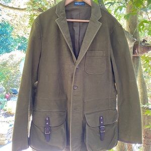 Polo RL Army Green Coat With Leather-Buckled Satchel Pockets